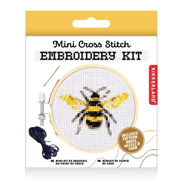Bee Mini Cross Stitch Embroidery Kit - Image 3