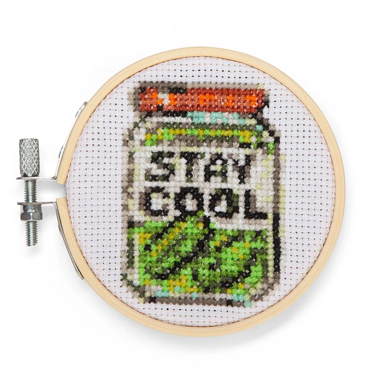 Stay Cool Pickle Mini Cross Stitch Embroidery