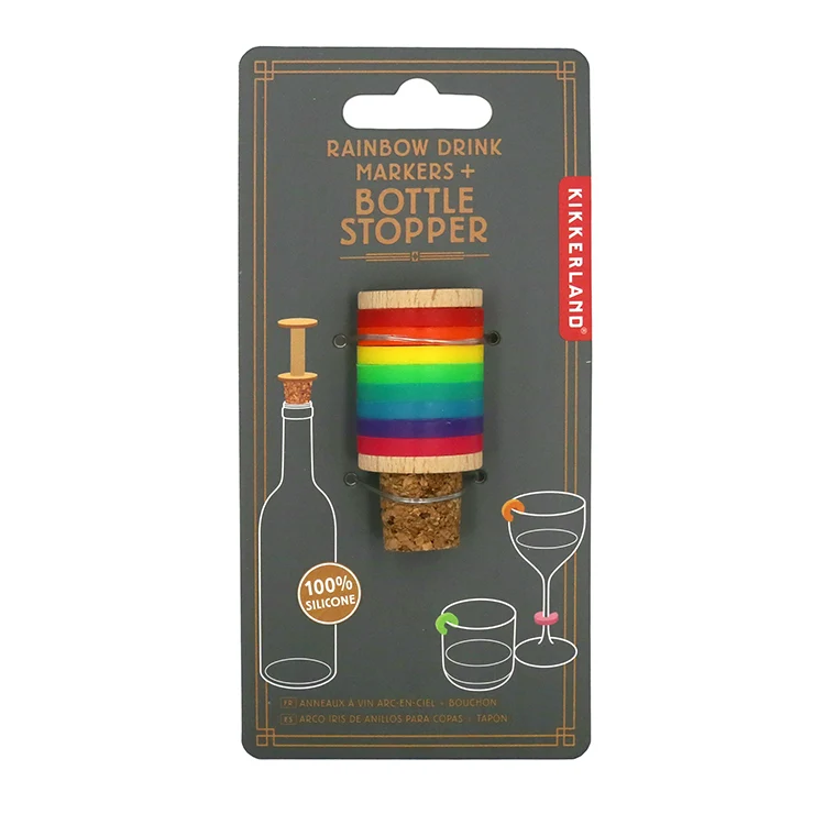 Rainbow Wine Rings and Stopper - Image 3
